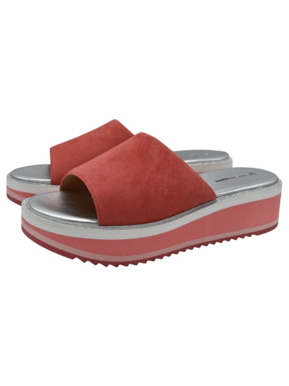 Johnston & Murphy Women 9.5 Grace Melon Suede Metallic Platform‎ Sandals Shoes